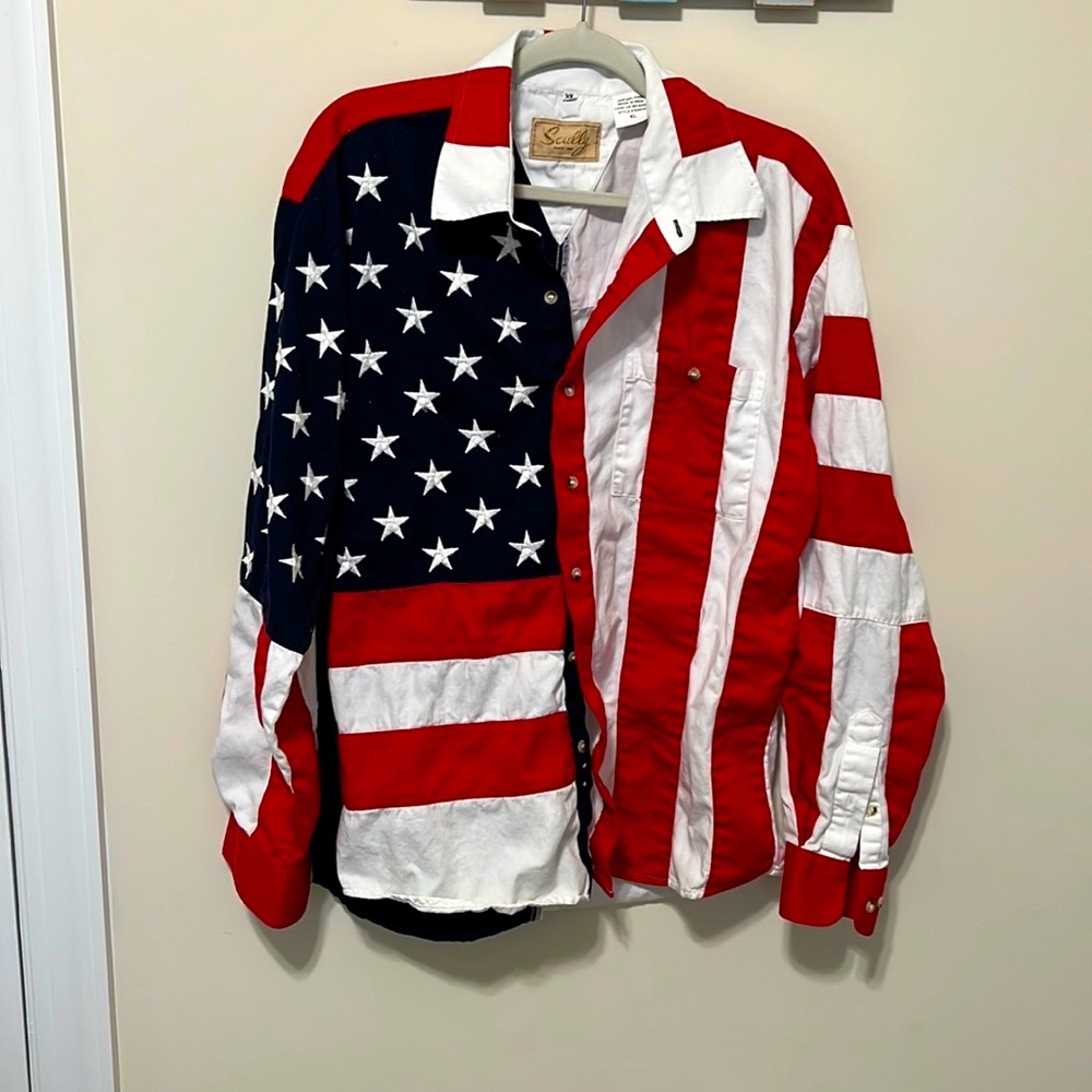 Scully Men’s Western American Flag Shirt / Very Good Condition / Size XL 🇺🇸